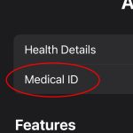 Screenshot of the Medical ID tab on an iPhone with a red circle around it.